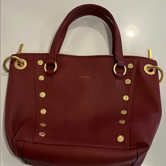 New HAMMITT Daniel Medium Pomodoro Leather Gold Studded SatchelBag MISSING STRAP - Picture 7 of 16